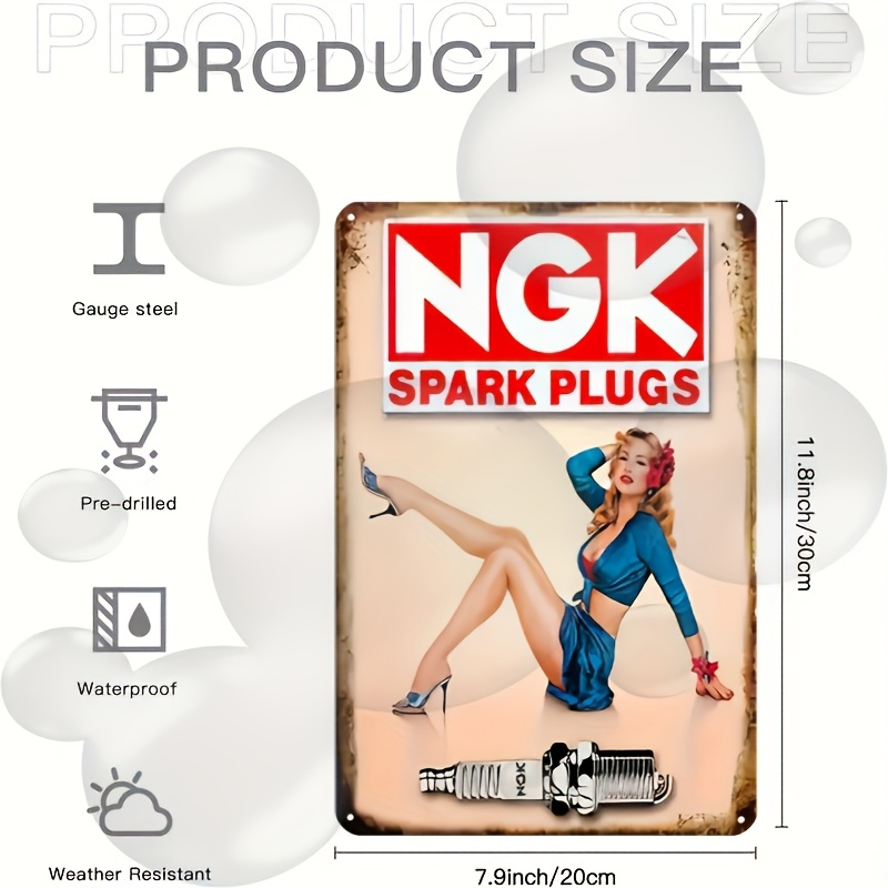 Spark Plug - Targa in metallo con motivi a